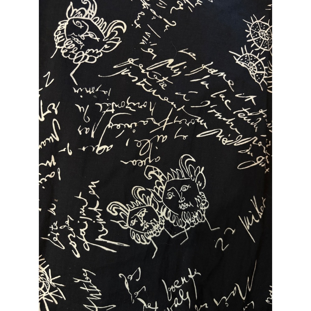 Vintage 50s 60s Black Script Odyssey mythology Print Fit Flare A line Dress - Picture 7 of 11
